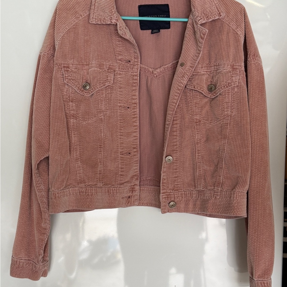 American Eagle Outfitters Women’s Cropped Corduroy Jacket Dusty Rose